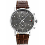 Buy Shop Tommy Hilfiger Daniel Grey Dial Brown Leather Strap Watch for Men - 1710416 USA Online