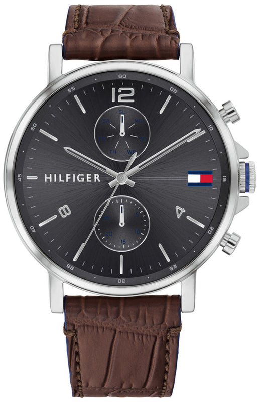 Buy Shop Tommy Hilfiger Daniel Grey Dial Brown Leather Strap Watch for Men - 1710416 USA Online