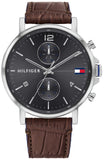 Buy Shop Tommy Hilfiger Daniel Grey Dial Brown Leather Strap Watch for Men - 1710416 USA Online