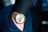 Buy Shop Tommy Hilfiger Daniel White Dial Gold Steel Strap Watch for Men - 1710415 USA Online
