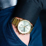 Buy Shop Tommy Hilfiger Daniel White Dial Gold Steel Strap Watch for Men - 1710415 USA Online