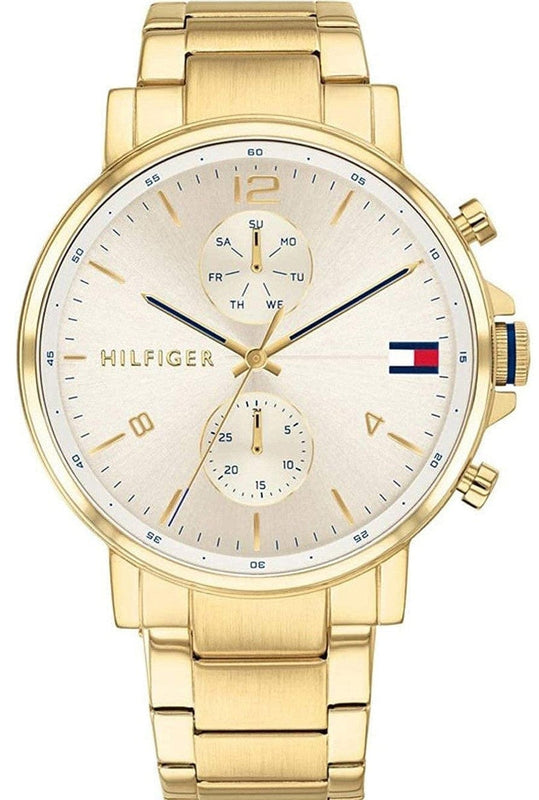 Buy Shop Tommy Hilfiger Daniel White Dial Gold Steel Strap Watch for Men - 1710415 USA Online