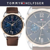 Buy Shop Tommy Hilfiger Deacan Blue Dial Brown Leather Strap Watch for Men - 1791549 USA Online