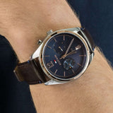 Buy Shop Tommy Hilfiger Deacan Blue Dial Brown Leather Strap Watch for Men - 1791549 USA Online