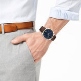 Buy Shop Tommy Hilfiger Deacan Blue Dial Brown Leather Strap Watch for Men - 1791549 USA Online