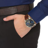 Buy Shop Tommy Hilfiger Deacan Blue Dial Brown Leather Strap Watch for Men - 1791549 USA Online
