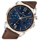 Buy Shop Tommy Hilfiger Deacan Blue Dial Brown Leather Strap Watch for Men - 1791549 USA Online