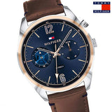 Buy Shop Tommy Hilfiger Deacan Blue Dial Brown Leather Strap Watch for Men - 1791549 USA Online