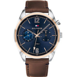 Buy Shop Tommy Hilfiger Deacan Blue Dial Brown Leather Strap Watch for Men - 1791549 USA Online