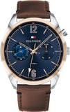 Buy Shop Tommy Hilfiger Deacan Blue Dial Brown Leather Strap Watch for Men - 1791549 USA Online