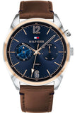 Buy Shop Tommy Hilfiger Deacan Blue Dial Brown Leather Strap Watch for Men - 1791549 USA Online