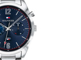 Buy Shop Tommy Hilfiger Deacan Blue Dial Silver Steel Strap Watch for Men - 1791551 USA Online