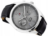 Buy Shop Tommy Hilfiger Deacan Grey Dial Black Leather Strap Watch for Men - 1791548 USA Online