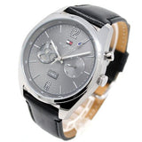 Buy Shop Tommy Hilfiger Deacan Grey Dial Black Leather Strap Watch for Men - 1791548 USA Online