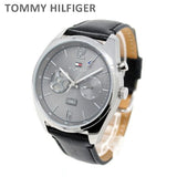 Buy Shop Tommy Hilfiger Deacan Grey Dial Black Leather Strap Watch for Men - 1791548 USA Online