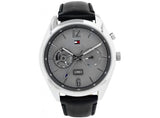 Buy Shop Tommy Hilfiger Deacan Grey Dial Black Leather Strap Watch for Men - 1791548 USA Online