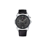 Buy Shop Tommy Hilfiger Deacan Grey Dial Black Leather Strap Watch for Men - 1791548 USA Online
