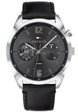Buy Shop Tommy Hilfiger Deacan Grey Dial Black Leather Strap Watch for Men - 1791548 USA Online