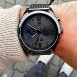 Buy Shop Tommy Hilfiger Deacon Analog Black Dial Black Mesh Bracelet Watch for Men - 1791547 USA Online