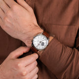 Buy Shop Tommy Hilfiger Deacon White Dial Brown Leather Strap Watch for Men - 1791550 USA Online