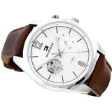 Buy Shop Tommy Hilfiger Deacon White Dial Brown Leather Strap Watch for Men - 1791550 USA Online
