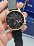 Buy Shop Tommy Hilfiger Dean Chronograph Quartz Black Dial Black Leather Strap Watch for Men - 1791273 USA Online