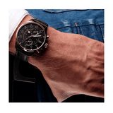 Buy Shop Tommy Hilfiger Dean Chronograph Quartz Black Dial Black Leather Strap Watch for Men - 1791273 USA Online