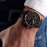 Buy Shop Tommy Hilfiger Dean Chronograph Quartz Black Dial Black Leather Strap Watch for Men - 1791273 USA Online