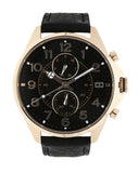 Buy Shop Tommy Hilfiger Dean Chronograph Quartz Black Dial Black Leather Strap Watch for Men - 1791273 USA Online