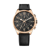 Buy Shop Tommy Hilfiger Dean Chronograph Quartz Black Dial Black Leather Strap Watch for Men - 1791273 USA Online