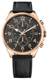 Buy Shop Tommy Hilfiger Dean Chronograph Quartz Black Dial Black Leather Strap Watch for Men - 1791273 USA Online