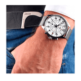 Buy Shop Tommy Hilfiger Dean Chronograph White Dial Silver Mesh Bracelet Watch for Men - 1791277 USA Online