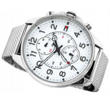 Buy Shop Tommy Hilfiger Dean Chronograph White Dial Silver Mesh Bracelet Watch for Men - 1791277 USA Online