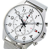 Buy Shop Tommy Hilfiger Dean Chronograph White Dial Silver Mesh Bracelet Watch for Men - 1791277 USA Online