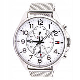 Buy Shop Tommy Hilfiger Dean Chronograph White Dial Silver Mesh Bracelet Watch for Men - 1791277 USA Online