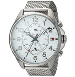 Buy Shop Tommy Hilfiger Dean Chronograph White Dial Silver Mesh Bracelet Watch for Men - 1791277 USA Online