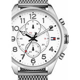Buy Shop Tommy Hilfiger Dean Chronograph White Dial Silver Mesh Bracelet Watch for Men - 1791277 USA Online