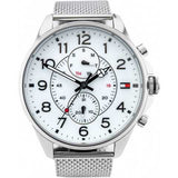 Buy Shop Tommy Hilfiger Dean Chronograph White Dial Silver Mesh Bracelet Watch for Men - 1791277 USA Online