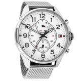 Buy Shop Tommy Hilfiger Dean Chronograph White Dial Silver Mesh Bracelet Watch for Men - 1791277 USA Online