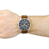 Buy Shop Tommy Hilfiger Dean Multifunctional Blue Dial Brown Leather Strap Watch for Men - 1791275 USA Online