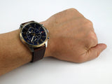 Buy Shop Tommy Hilfiger Dean Multifunctional Blue Dial Brown Leather Strap Watch for Men - 1791275 USA Online