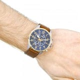 Buy Shop Tommy Hilfiger Dean Multifunctional Blue Dial Brown Leather Strap Watch for Men - 1791275 USA Online