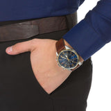 Buy Shop Tommy Hilfiger Dean Multifunctional Blue Dial Brown Leather Strap Watch for Men - 1791275 USA Online
