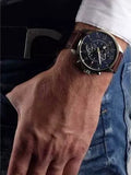 Buy Shop Tommy Hilfiger Dean Multifunctional Blue Dial Brown Leather Strap Watch for Men - 1791275 USA Online