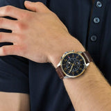 Buy Shop Tommy Hilfiger Dean Multifunctional Blue Dial Brown Leather Strap Watch for Men - 1791275 USA Online