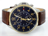 Buy Shop Tommy Hilfiger Dean Multifunctional Blue Dial Brown Leather Strap Watch for Men - 1791275 USA Online