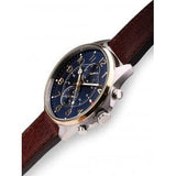 Buy Shop Tommy Hilfiger Dean Multifunctional Blue Dial Brown Leather Strap Watch for Men - 1791275 USA Online