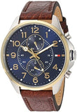 Buy Shop Tommy Hilfiger Dean Multifunctional Blue Dial Brown Leather Strap Watch for Men - 1791275 USA Online