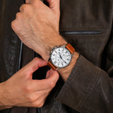 Buy Shop Tommy Hilfiger Dean Quartz Multifunction White Dial Brown Leather Strap Watch for Men - 1791274 USA Online