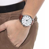 Buy Shop Tommy Hilfiger Dean Quartz Multifunction White Dial Brown Leather Strap Watch for Men - 1791274 USA Online
